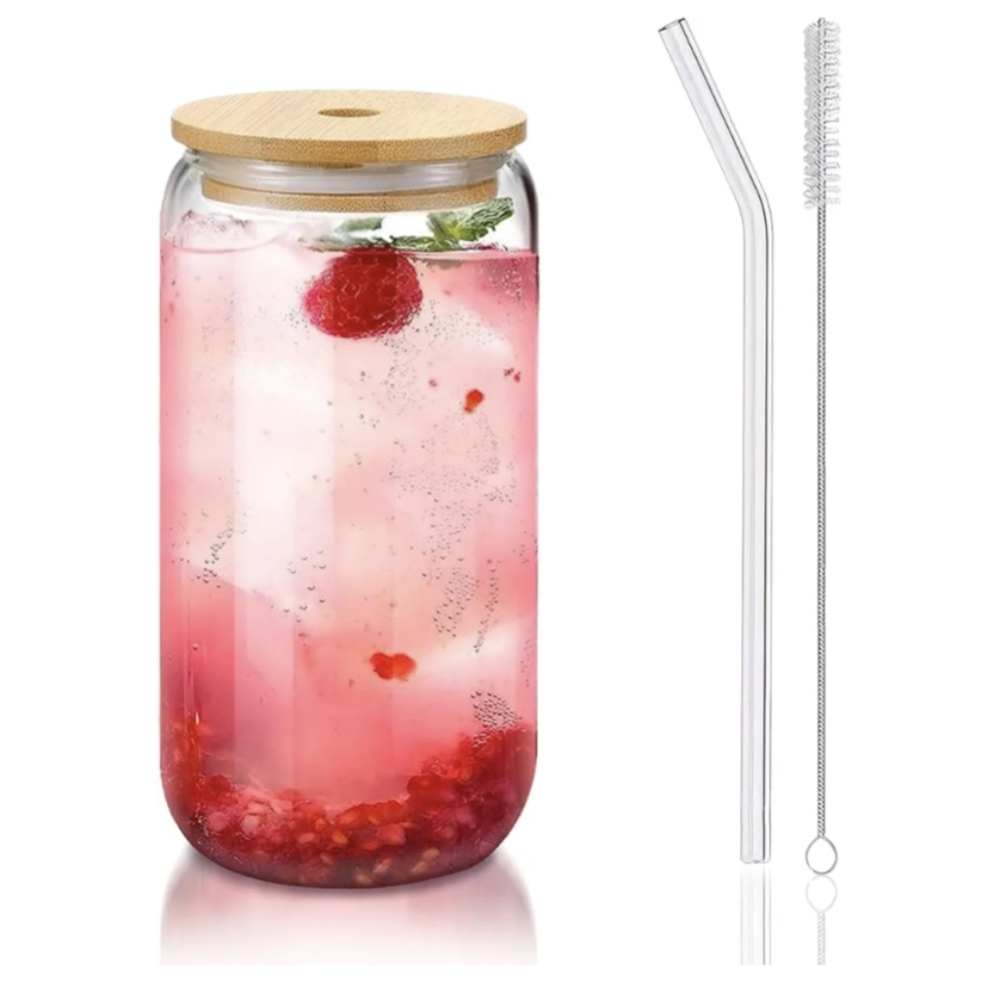 $5 CLOSET CLEAR OUT! Glass  Tumbler, Bamboo Lid, Glass Straw, Reusable
